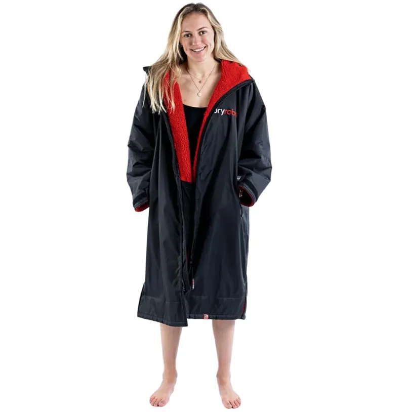 Dryrobe Adult Advance Long Sleeve Change Robe V3 Medium Black/Red-2